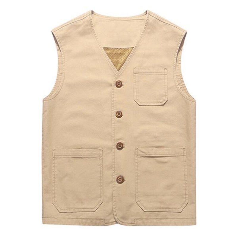 Mens Casual Solid Color V-Neck Thin Vest 21460241M