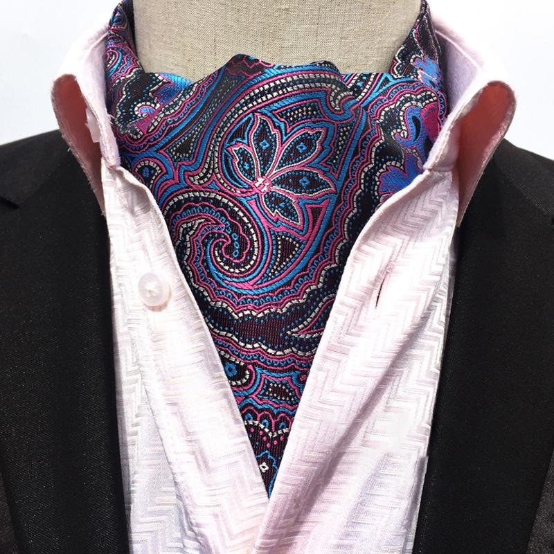 Mens Vintage Paisley Jacquard Suit Shirt Collar Scarf 56954792M