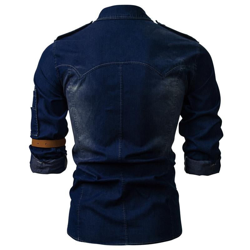 Mens Vintage Denim Long Sleeve Shirt (Belt Not Included) 88330286Y