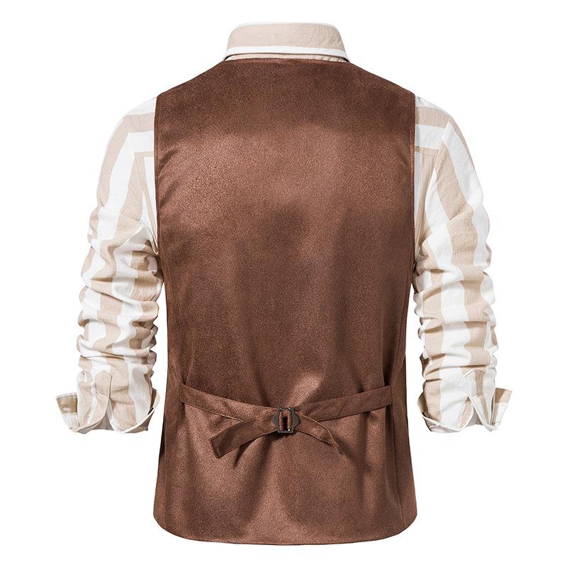 Mens Vintage V Neck Suede Vest 00119739X