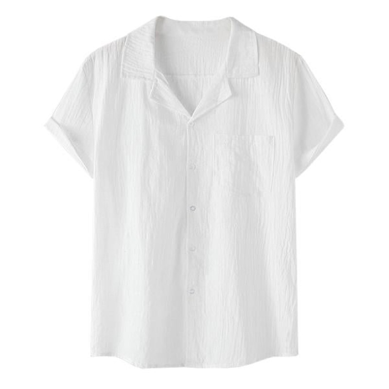 Mens Casual Thin Cotton Linen Short Sleeve Shirt 56599850M