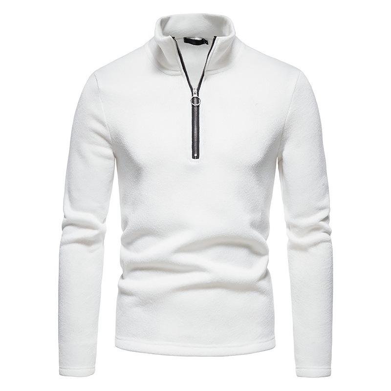 Mens Casual Solid Color Turtleneck Knitted Sweatshirt 54641407M