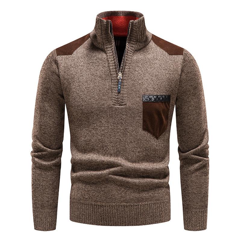 Mens Half Turtleneck Thickened Slim Fit Zip Pullover Knitwear 37961297M