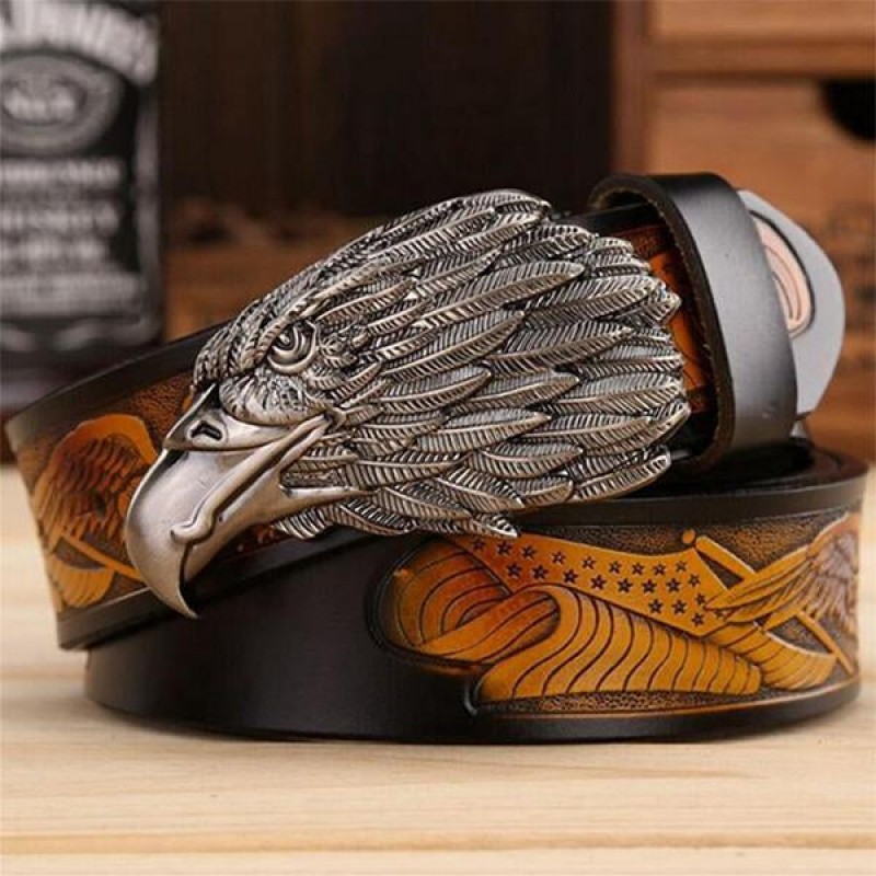 COWHIDE CASUAL EAGLE HEAD BELT 97611482M
