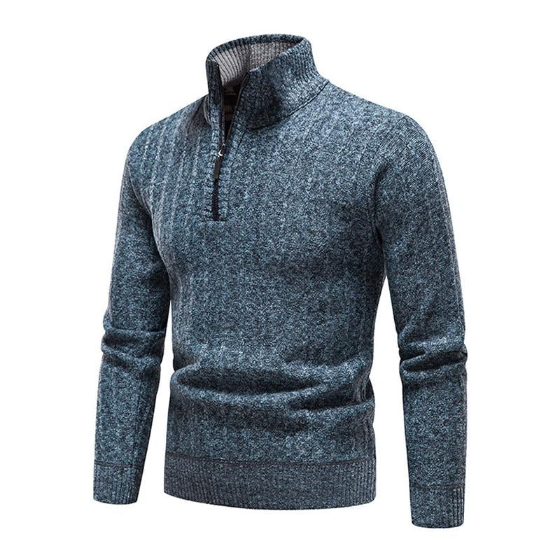 Mens Casual Half Turtleneck Zip Thick Knitwear 27809823M