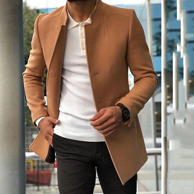 Mens Casual Stand Collar Slim Coat 93778535M