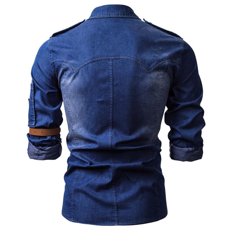 Mens Vintage Denim Long Sleeve Shirt (Belt Not Included) 88330286Y