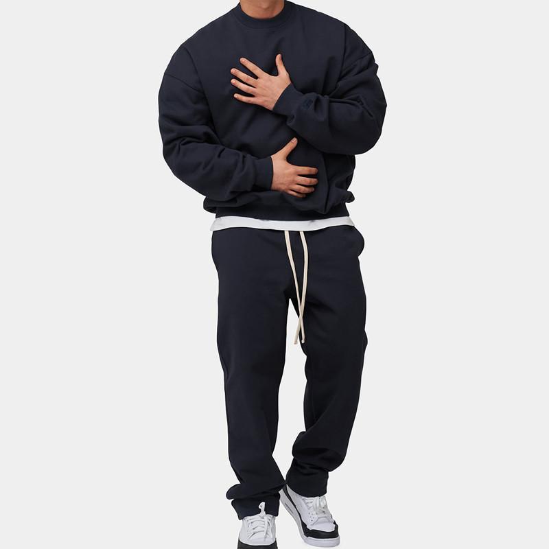 Mens Solid Loose Sweatshirt Set 33123705Z