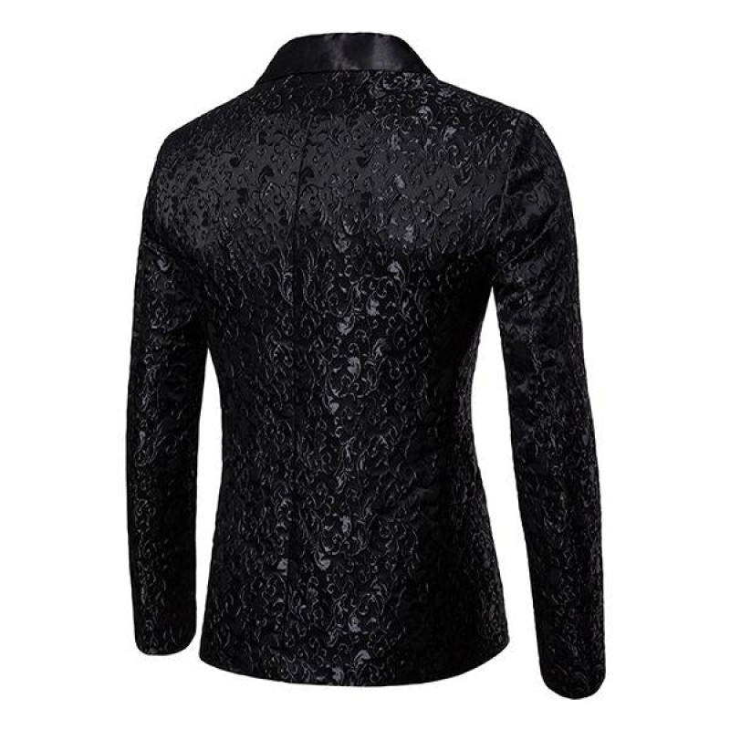 Mens Vintage Jacquard Lapel One Button Blazer 76533871M