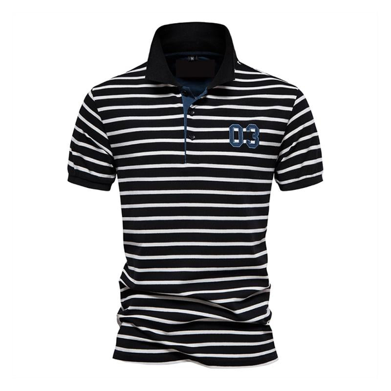 Mens Casual Striped Short Sleeve Polo Shirt 86353844M