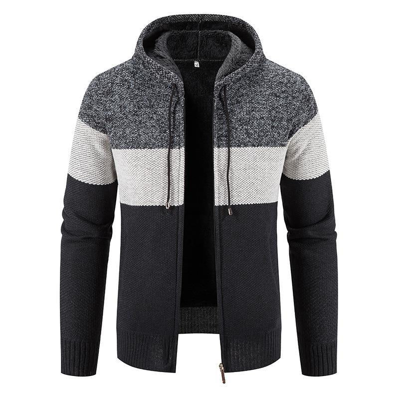 Mens Gradient Fleece Thickened Sweater Coat 95723891X
