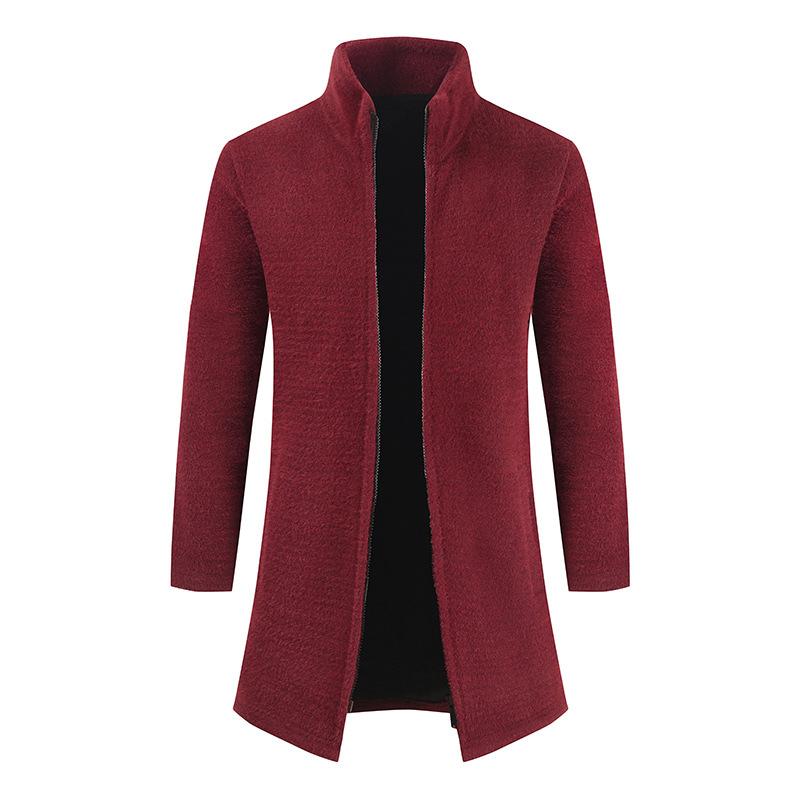 Mens Stand Collar Solid Color Cardigan Sweater Jacket 78804348X