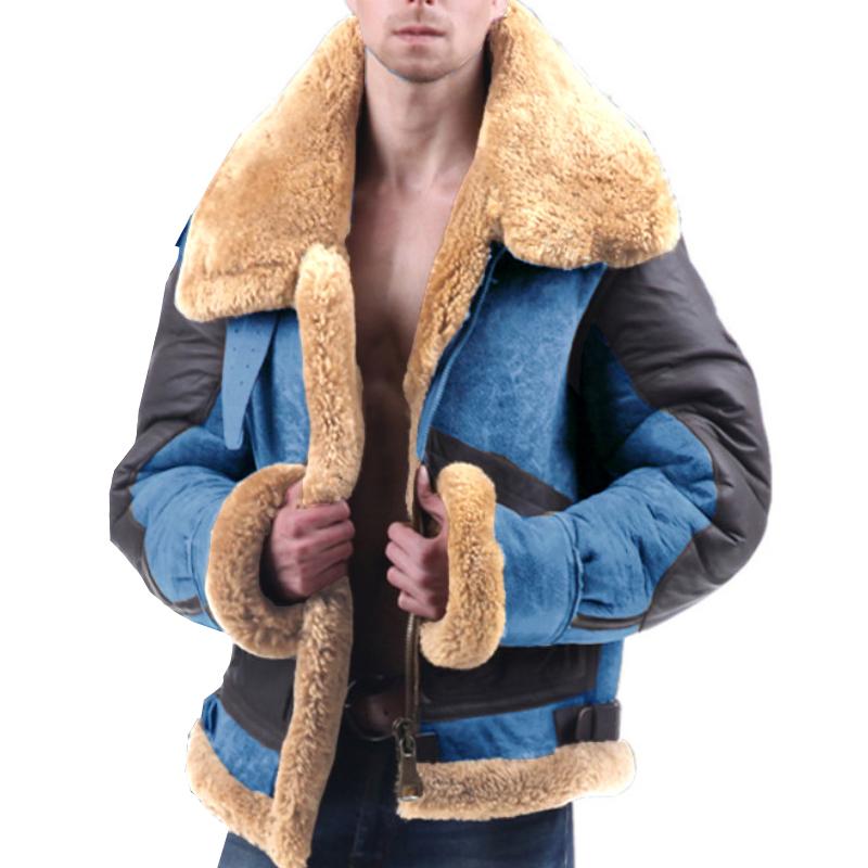 Mens Retro Stitching Lapel Coat 10610139X