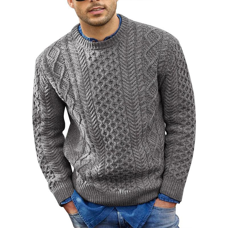 Mens Casual Round Neck Pullover Cable Knit Sweater 46216161M