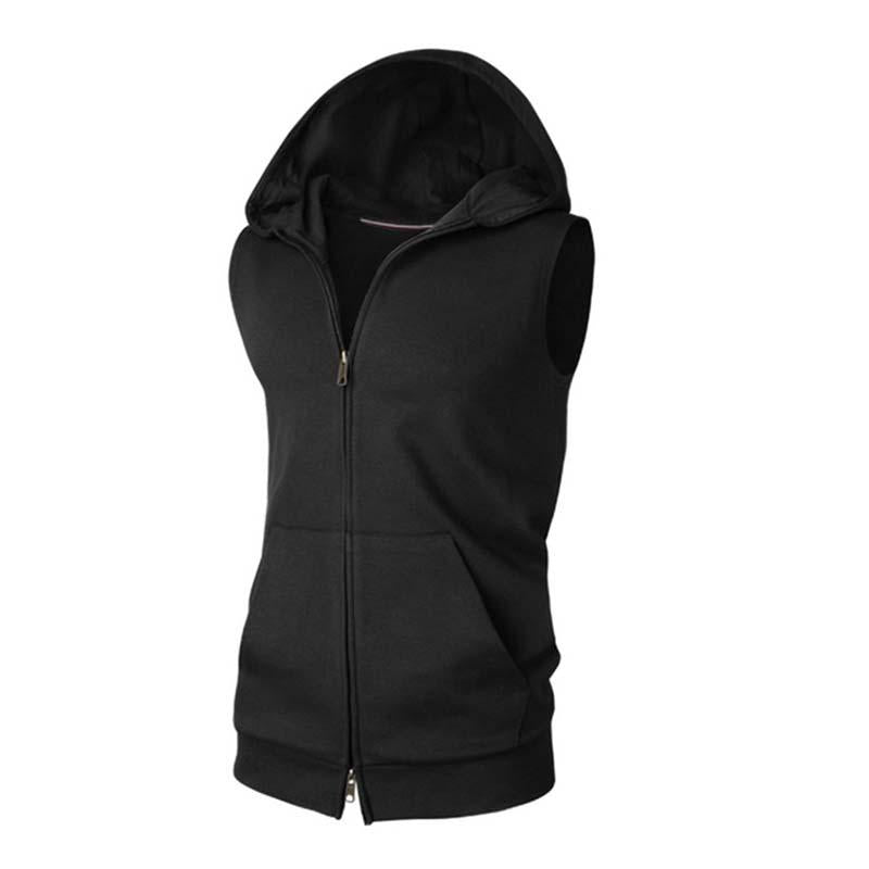 Mens Casual Hooded Sleeveless Zipper Tank Top 10159862M