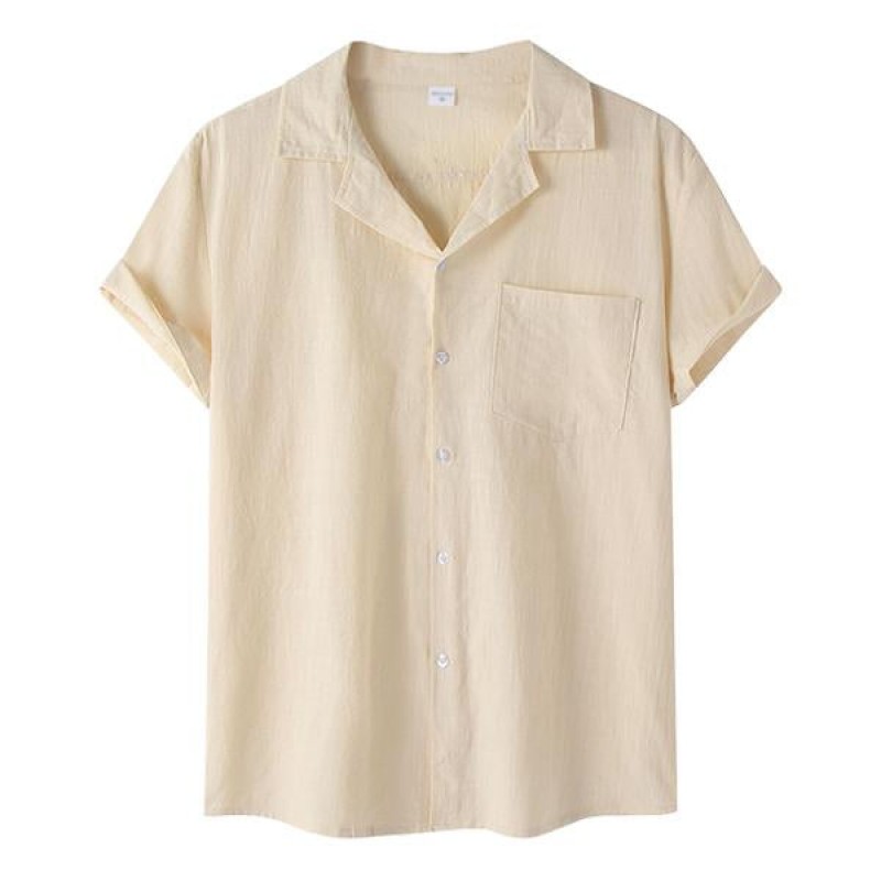 Mens Casual Thin Cotton Linen Short Sleeve Shirt 56599850M