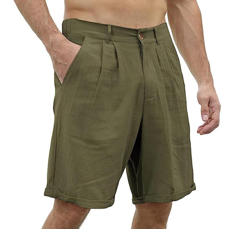 Mens Casual Simple Solid Color Beach Shorts 89130954Y