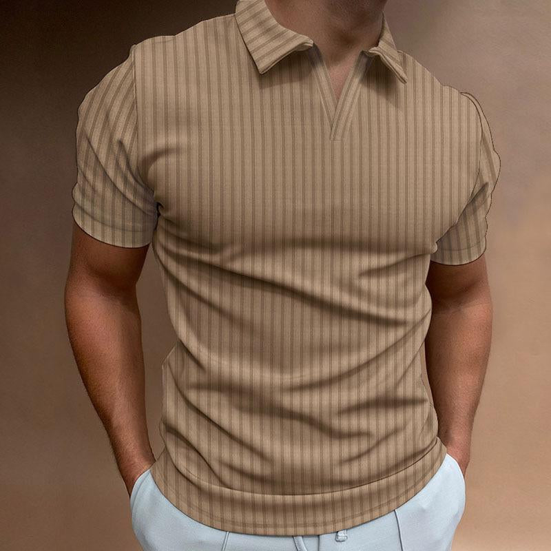 Mens Casual Striped Polo Collar Short-Sleeved T-Shirt 20612806Y