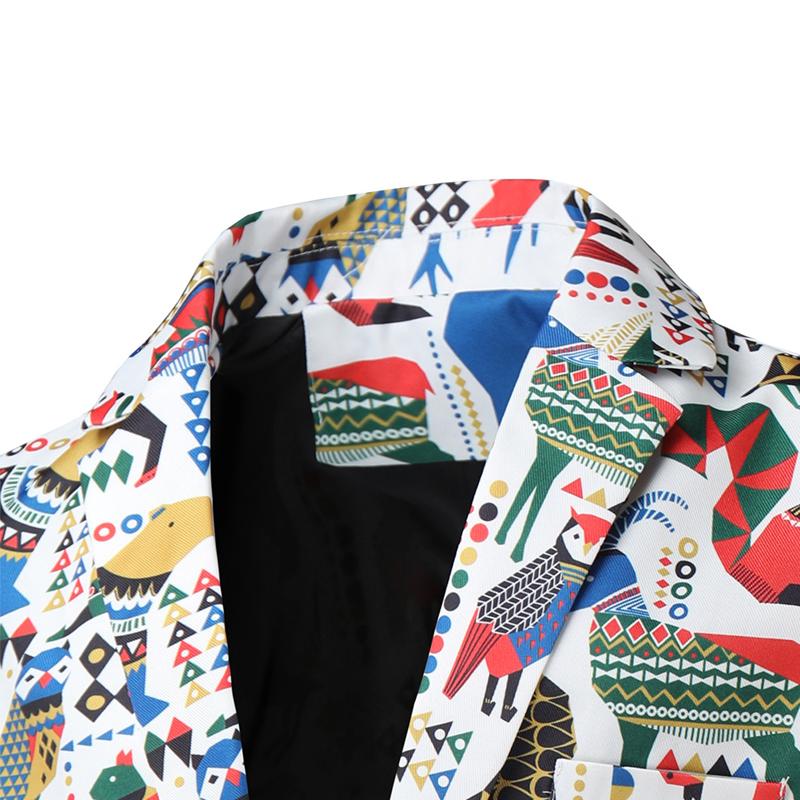 Mens Animal Abstract Print Lapel Long Sleeve Thin Blazer 54654926Y