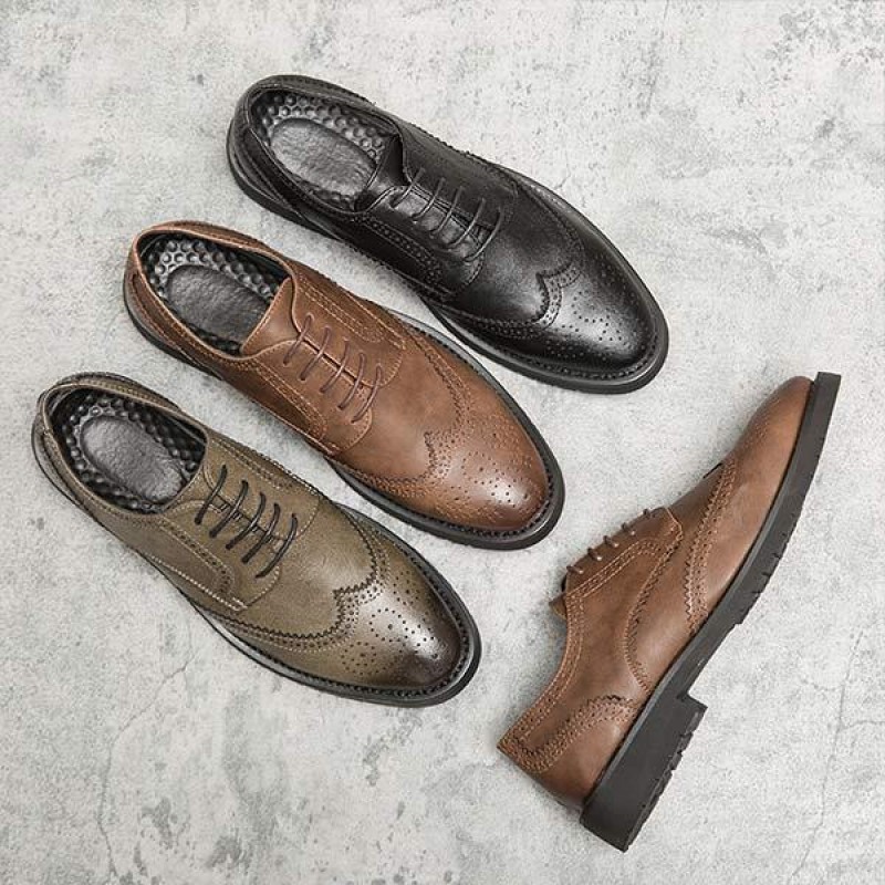 MENS BROGUE CARVED LEATHER SHOES 21806352