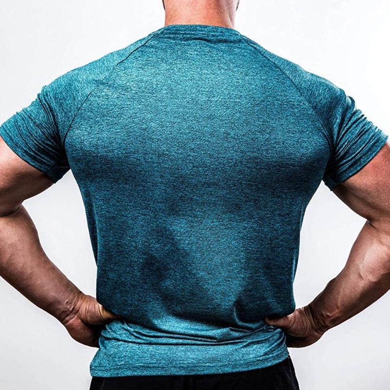 Mens Solid Color Quick-drying Breathable Training High-elasticity T-shirt 52586914X