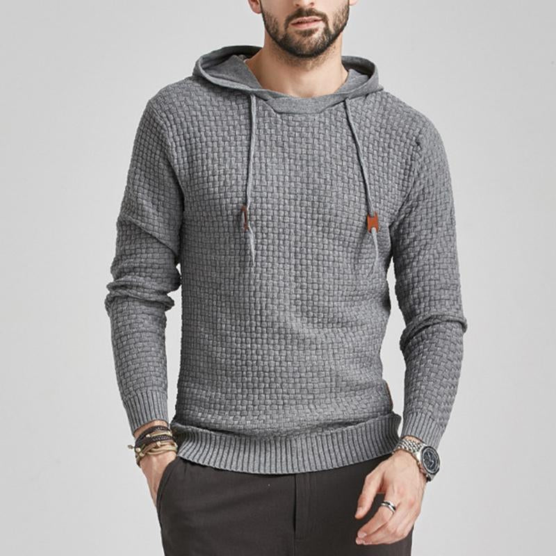 Mens Casual Solid Color Knitted Long Sleeve Hoodie 85263275M