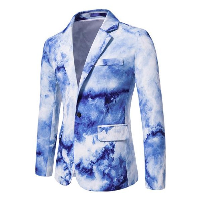 Mens Splatter Print Single Breasted Casual Blazer 03673297M