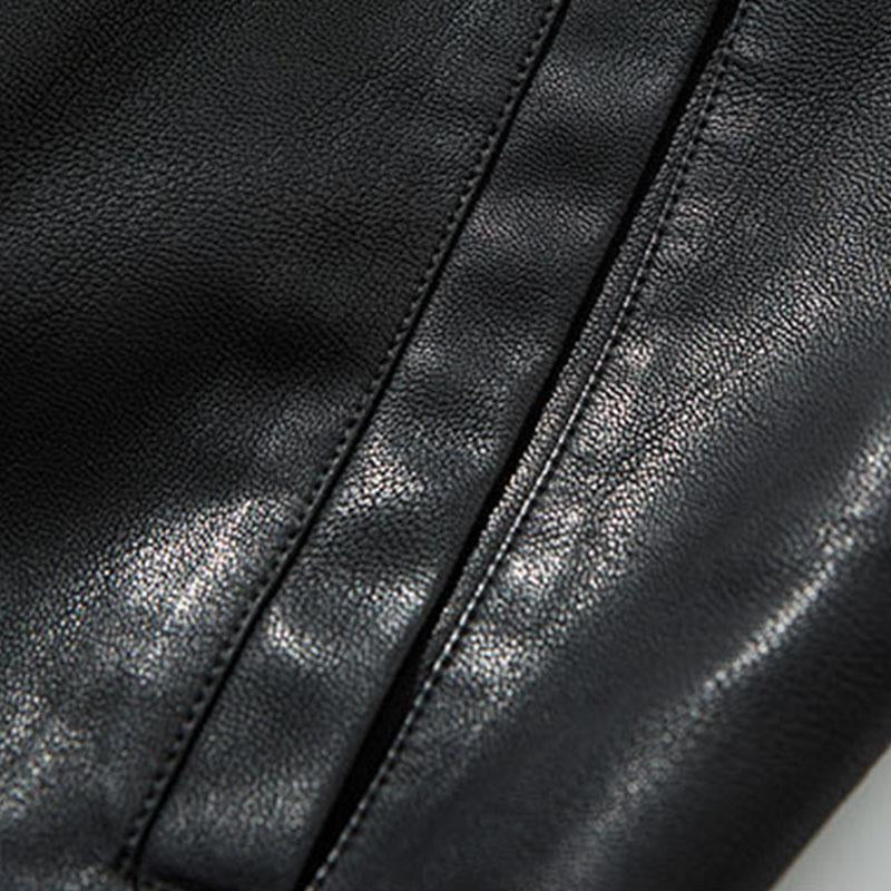 Mens Hooded Loose Motorcycle Leather Jacket 86208900M
