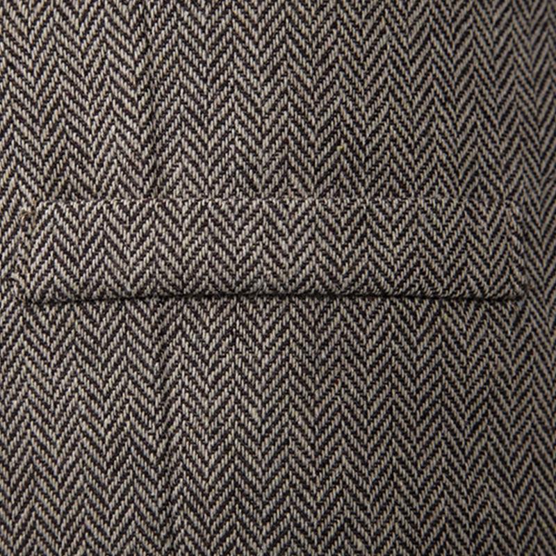 Mens Vintage Lapel Herringbone Single Breasted Vest 05741062M