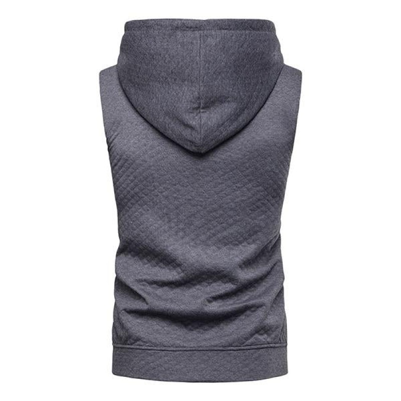 Mens Casual Zip Rhombus Hooded Vest 84655941M