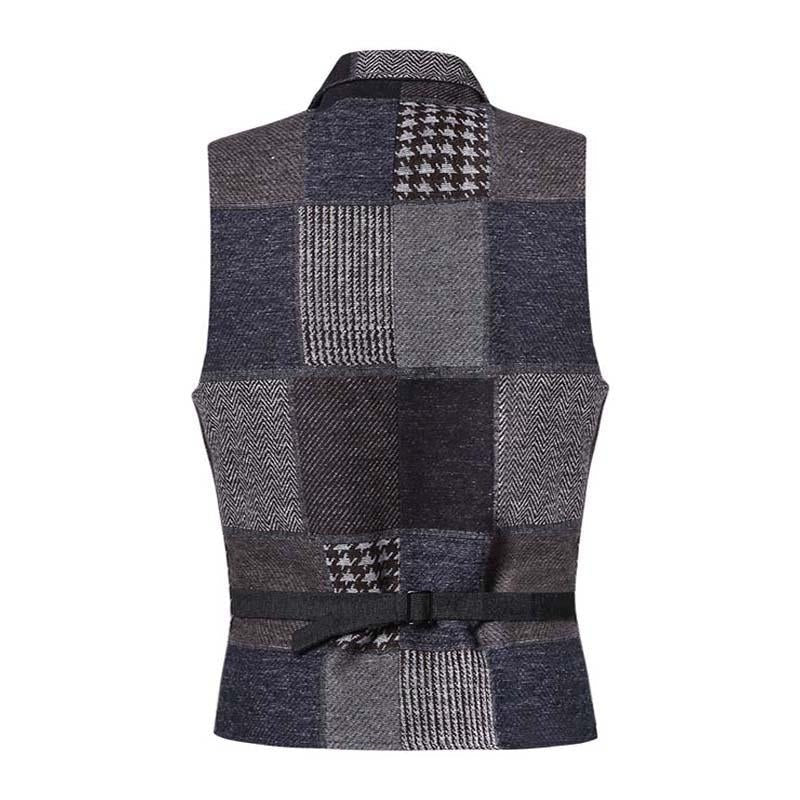 Mens Vintage Lapel Colorblock Slim Suit Vest 60907033M