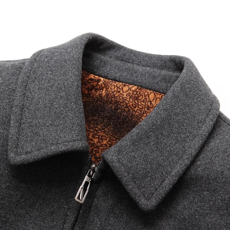Mens Lapel Zip Solid Color Short Coat 49968162Z