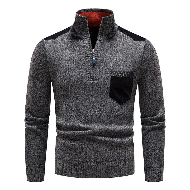 Mens Half Turtleneck Thickened Slim Fit Zip Pullover Knitwear 37961297M
