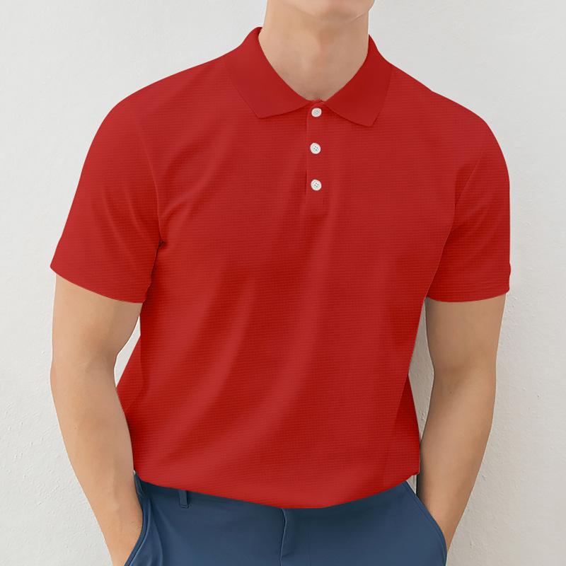Mens Solid Lapel Buttons Short Sleeve Polo Shirt 05578388Z