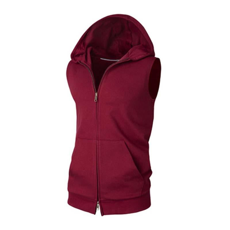 Mens Casual Hooded Sleeveless Zipper Tank Top 10159862M