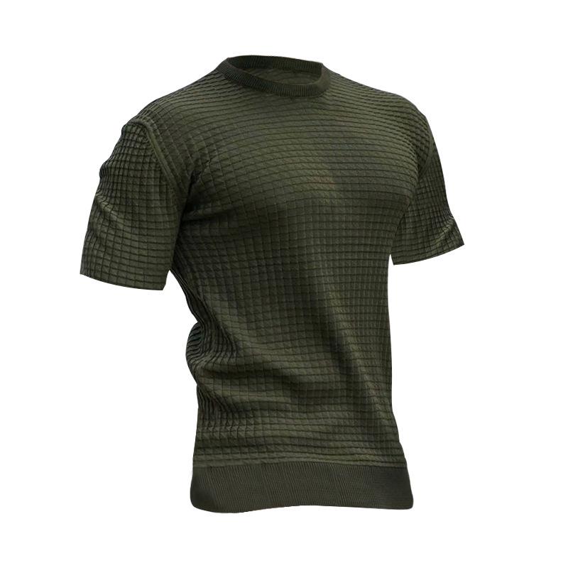 Mens Casual Round Neck Waffle T-Shirt 29739560M