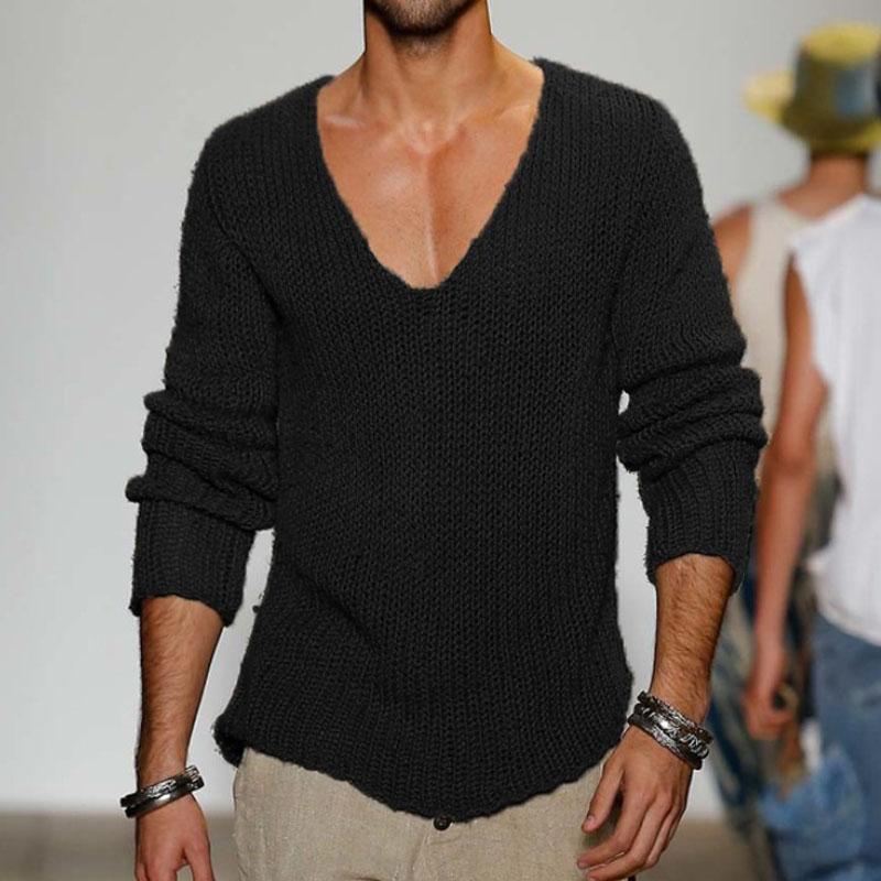 Mens V-Neck Knit Pullover Sweater 18392900M