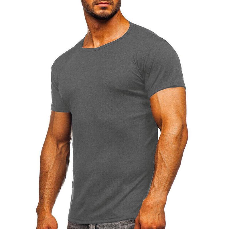 Mens Simple Solid Color Round Neck Short Sleeve T-Shirt 87937934Y