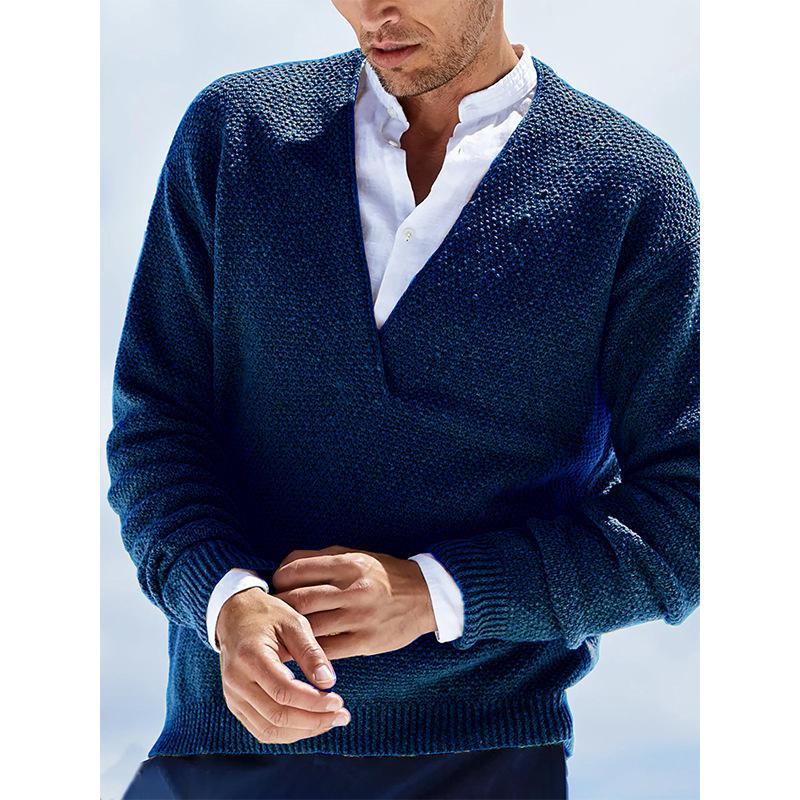 Mens Slim Fit Long Sleeve V-Neck Knit Pullover Sweater 57994922M