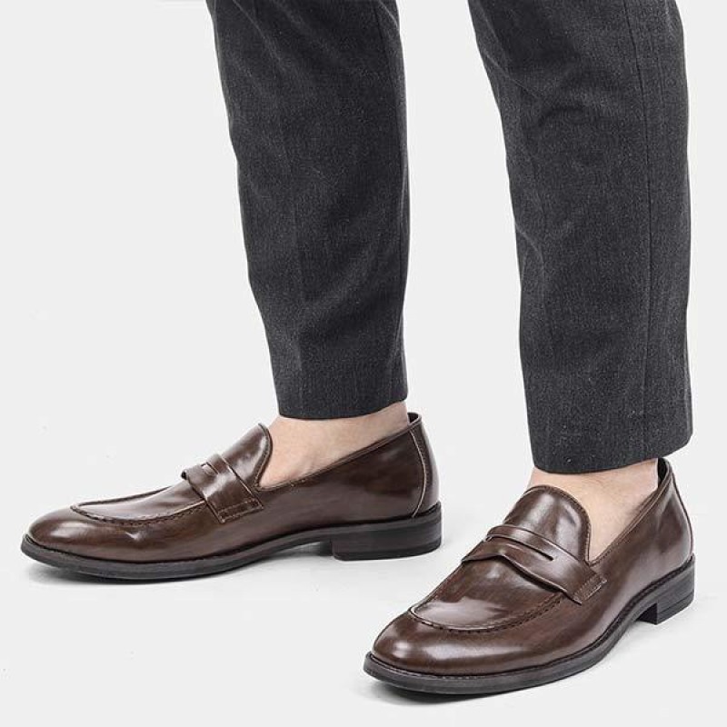 MENS SLIP-ON P LEATHER LOAFERS 66974148