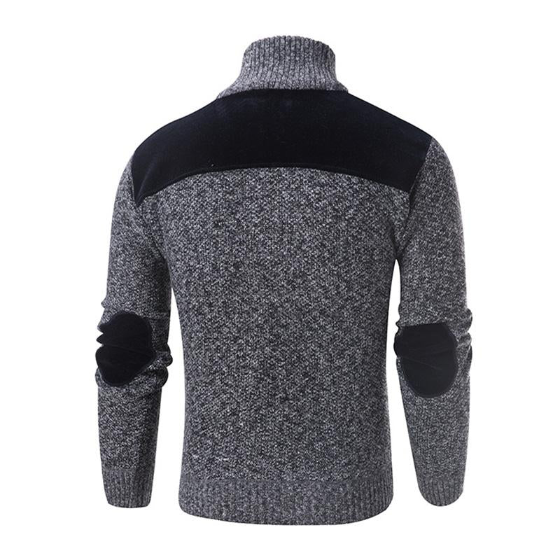Mens Casual Stand Collar Contrast Color Zipper Knit Cardigan 66474448M
