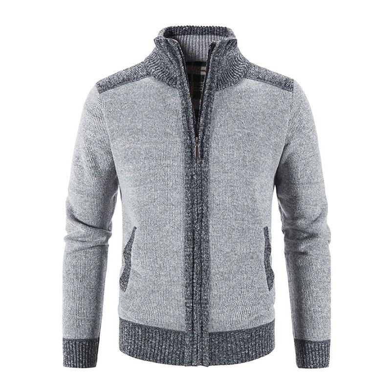 Mens Casual Fleece Thickened Contrast Knitted Cardigan 01661113M