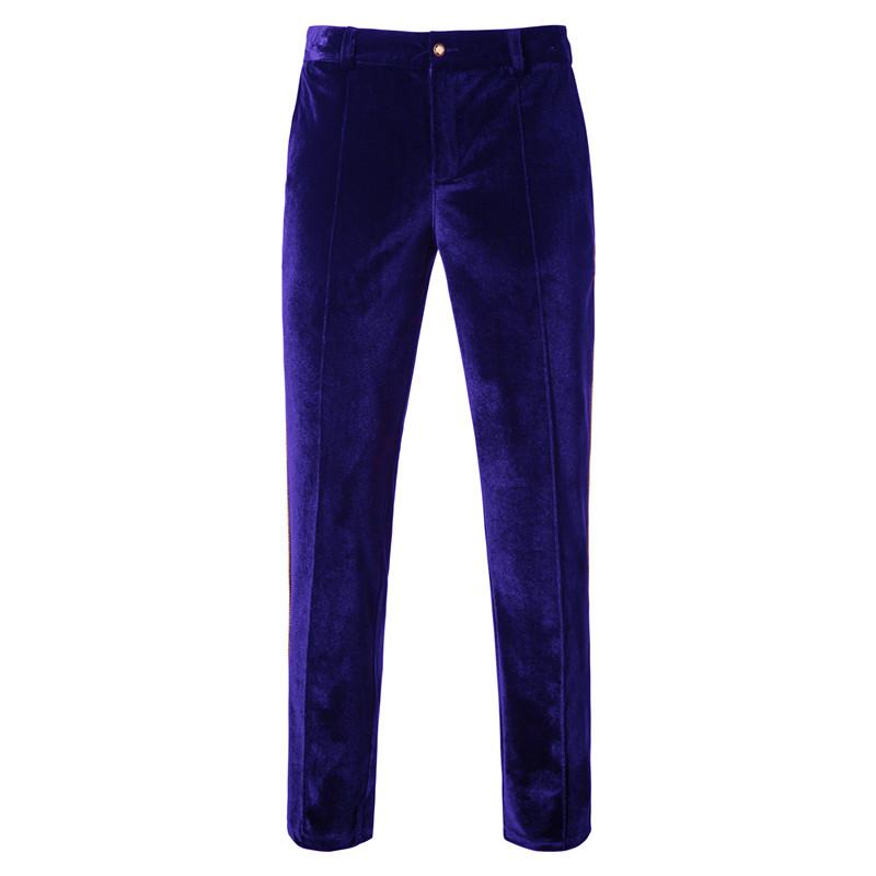 Mens Vintage Contrast Trim Velvet Double Breasted Wedding Blazer Pants Suit 01449780M