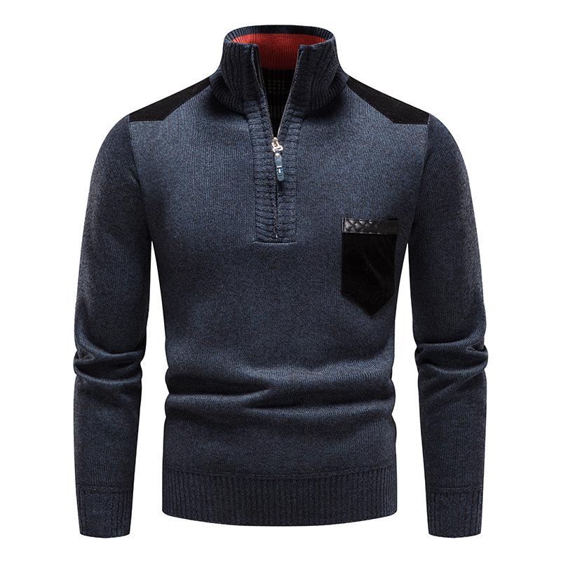 Mens Half Turtleneck Thickened Slim Fit Zip Pullover Knitwear 37961297M