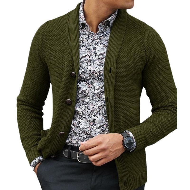 Mens Solid Color Single Breasted Knit Jacket 84274861X