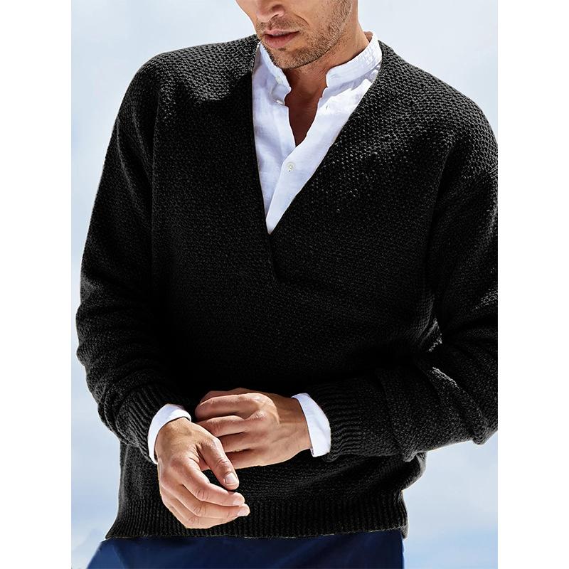 Mens Slim Fit Long Sleeve V-Neck Knit Pullover Sweater 57994922M