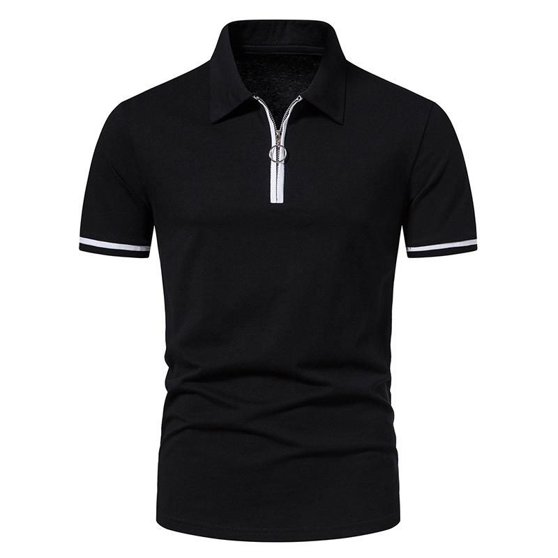 Mens White Stripe Trimmed Zipper Polo Shirt 50515028Z