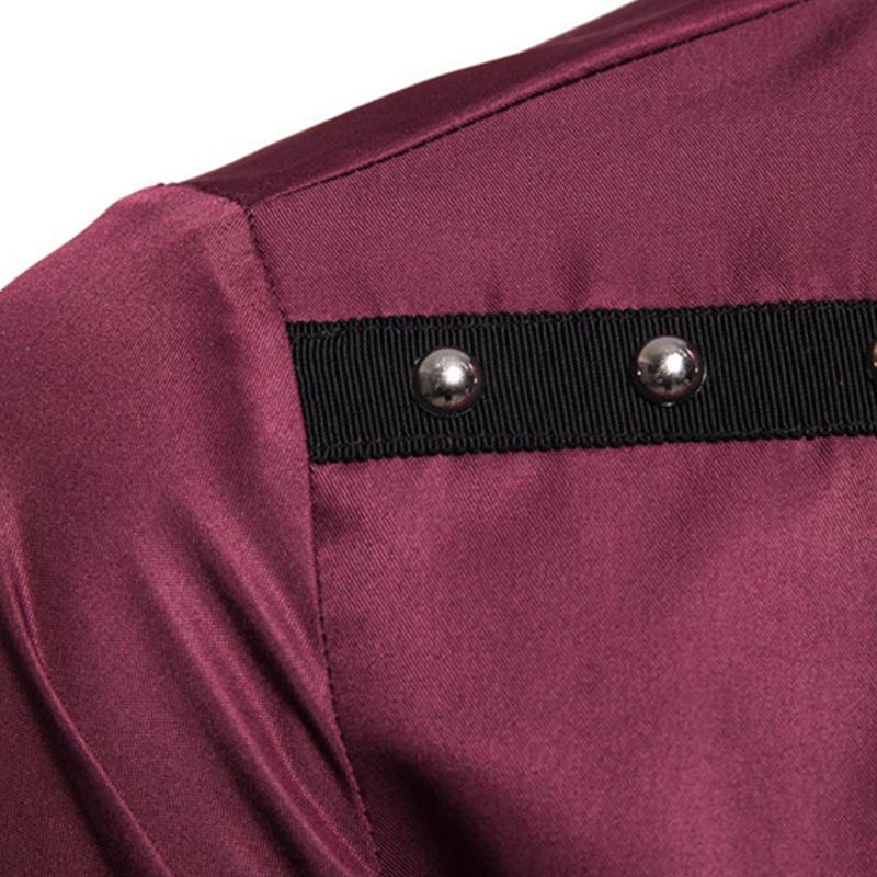 Mens Vintage Stud Lapel Long Sleeve Shirt 37571404M