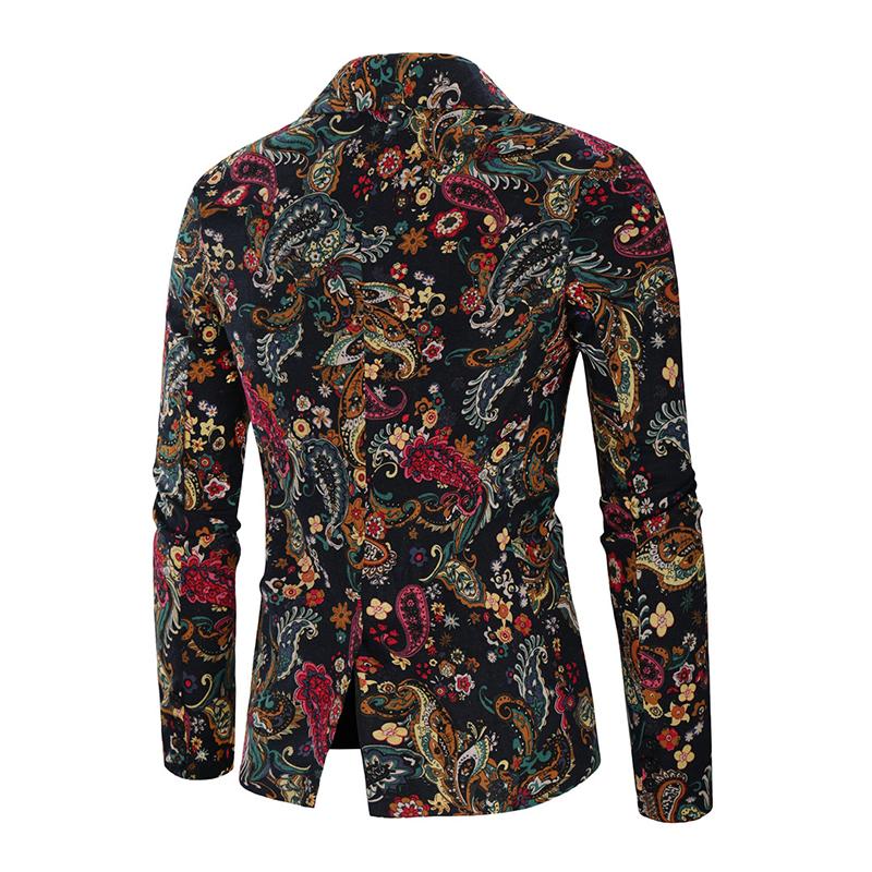 Mens Casual Slim Cashew Print Lapel Blazer 24857642M