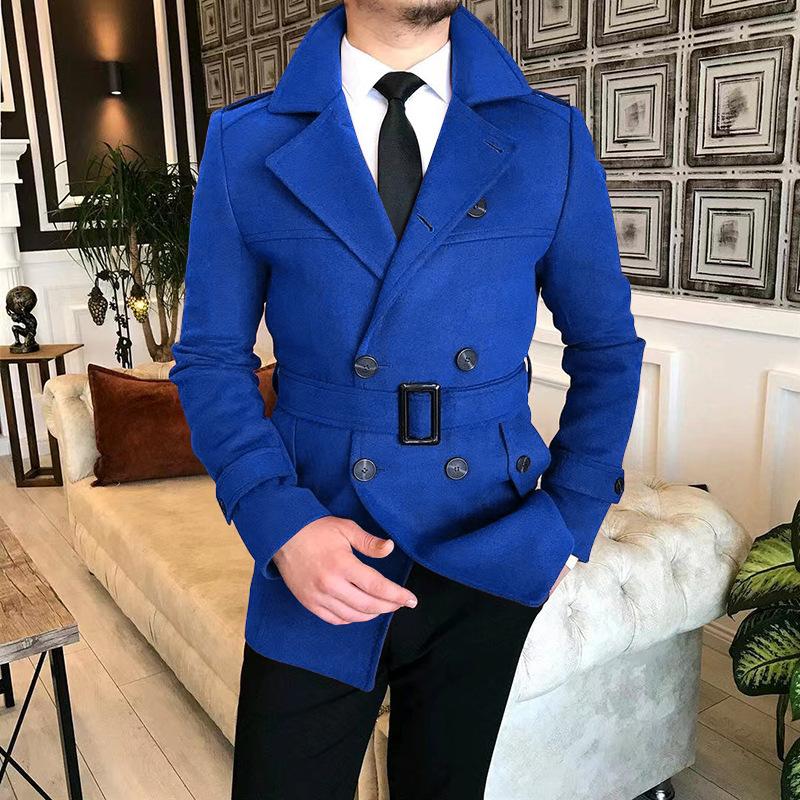 Mens Vintage Lapel Double Breasted Belted Trench Coat 39235809M